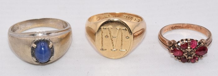 3 GOLD RINGS 14K & 10K