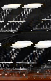 LION IN FROST LUCITE & CHROME SWIRL BAR STOOLS