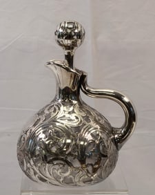 STERLING OVERLAY ART NOUVEAU CRUET