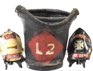 SET OF 2 FIRE HELMET SHIELDS AND BUCKET