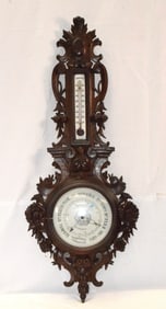 FRENCH CARVED WOODEN BAROMETER