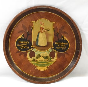 BAKER'S BREAKFEST COCOA ADVERTISING ROUND TRAY