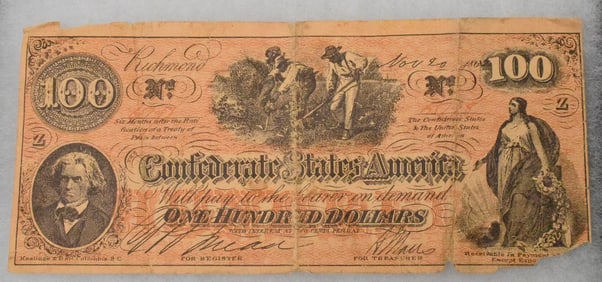 CONFEDERATE RICHMOND 1862 $100 CURRENCY