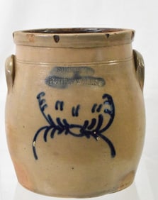 SOMERSET COBALT BLUE DECORATED STONEWARE CROCK