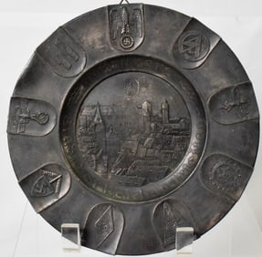 WWII GERMAN NUREMBERG PEWTER RALLY PLAQUE