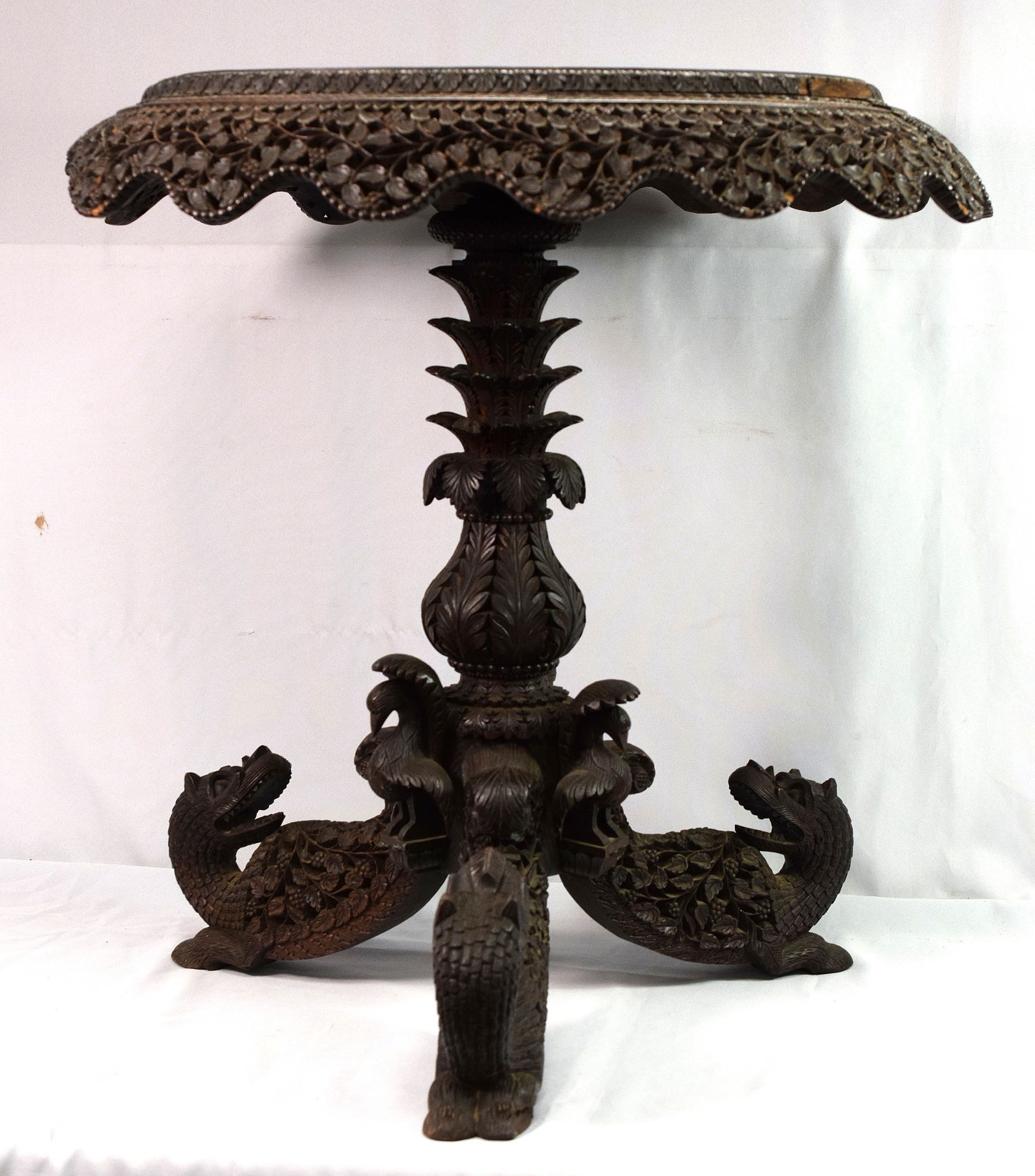 ANTIQUE ANGLO INDIAN CARVED TABLE (1 of 15)