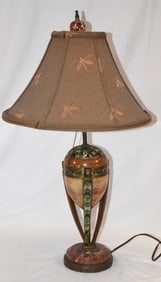 FRENCH GILT BRONZE, ONYX & CHAMPLEVE LAMP