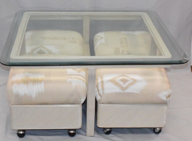 MID MODERN STYLE LOW COFFEE TABLE AND STOOLS