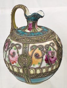 JAPANESE NIPPON CORALENE HAND PAINTED JUG