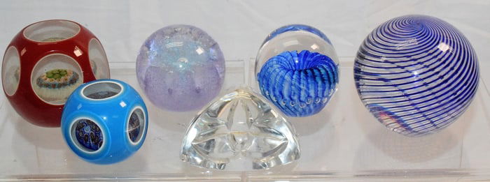 (6) ASSEMBLED GLASS PAPERWEIGHTS