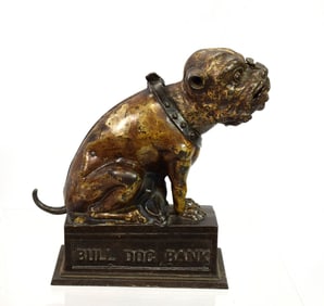 J & E STEVENS BULL DOG MECHANICAL BANK