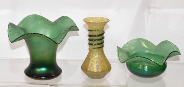 ASSEMBLED ART GLASS GROUPING