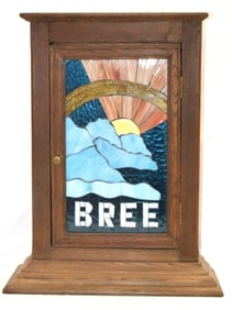 OAK COUNTER TOP LEADED GLASS DOOR