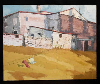 IMPRESSIONISTIC VILLAGE LANDSCAPE PAINTING