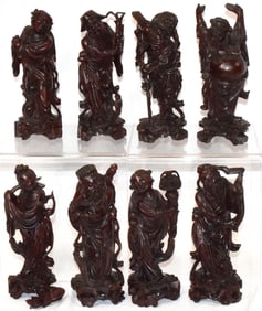 8 WOODEN CARVED BUDDHA STATUES