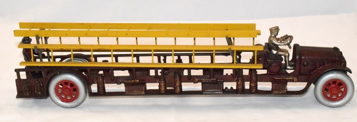 LARGE CAST IRON TOY FIRE LADDER TRUCK