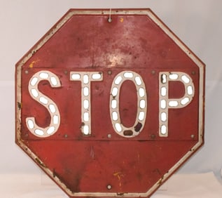 VINTAGE METAL ONE SIDE STOP SIGN