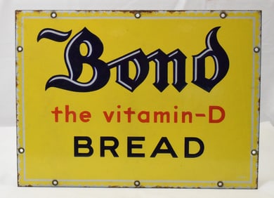 ANTIQUE BOND BREAD ENAMEL PORCELAIN SIGN