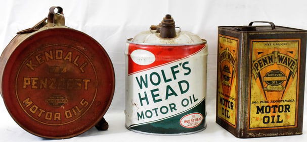 (3) VINTAGE MOTOR OIL CANISTERS