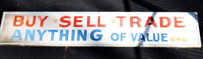 VINTAGE LARGE METAL TRADING SIGN