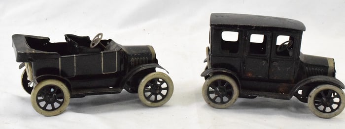 TWO ORIGINAL OROBER GERMAN TIN PLATE FORD CARS