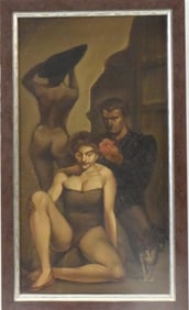 ART DECO ROCKWELL KENT MANNER OIL PAINTING