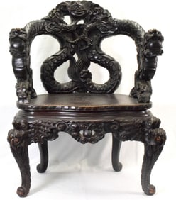 CARVED CHINESE DRAGON ARM CHAIR