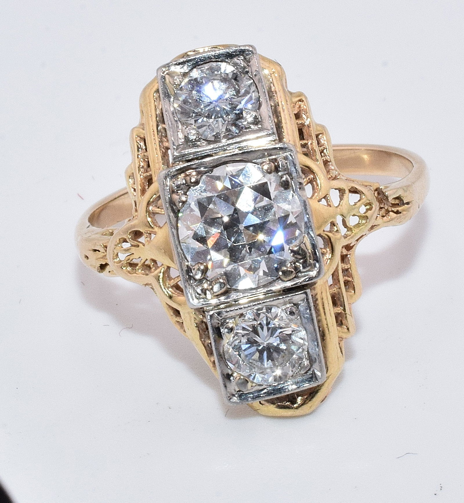 14K ART DECO DIAMOND RING (1 of 7)