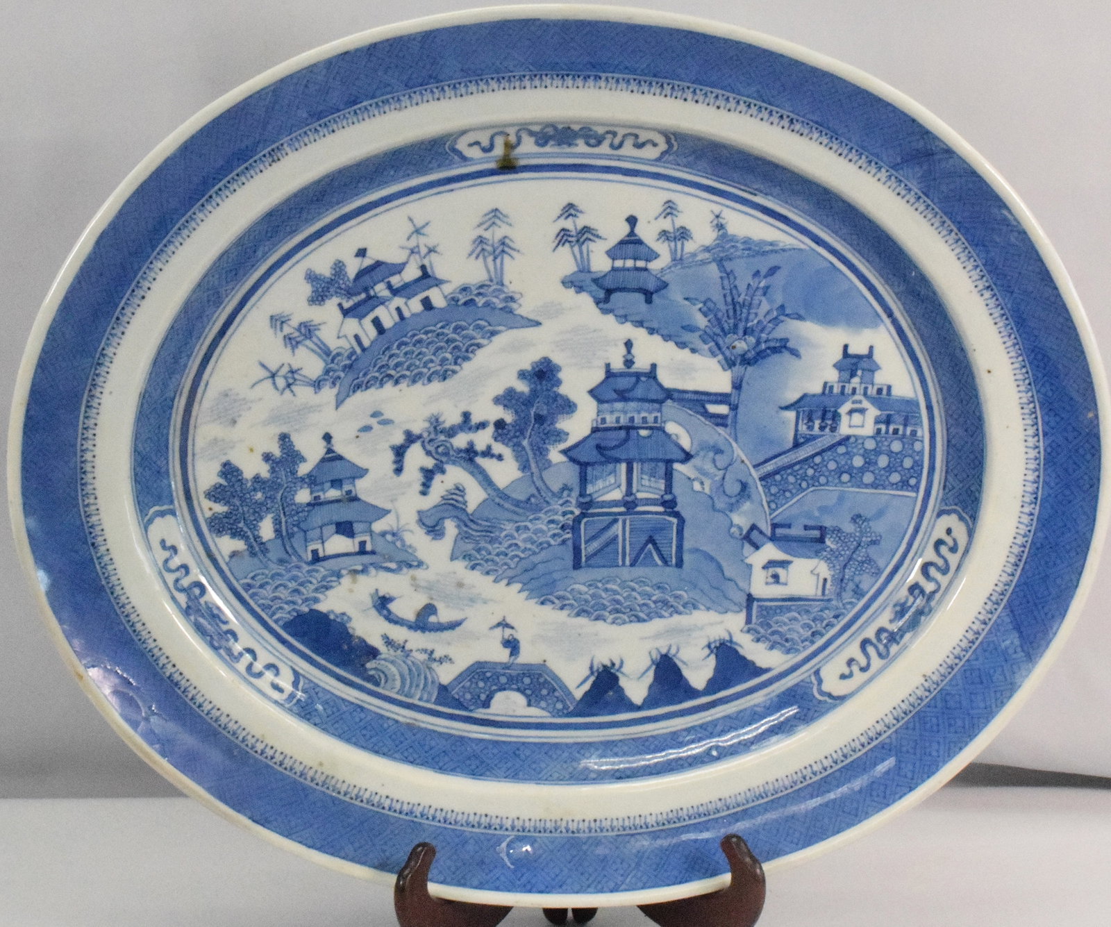 19th BLUE & WHITE CHINESE CANTON PLATTER (1 of 9)