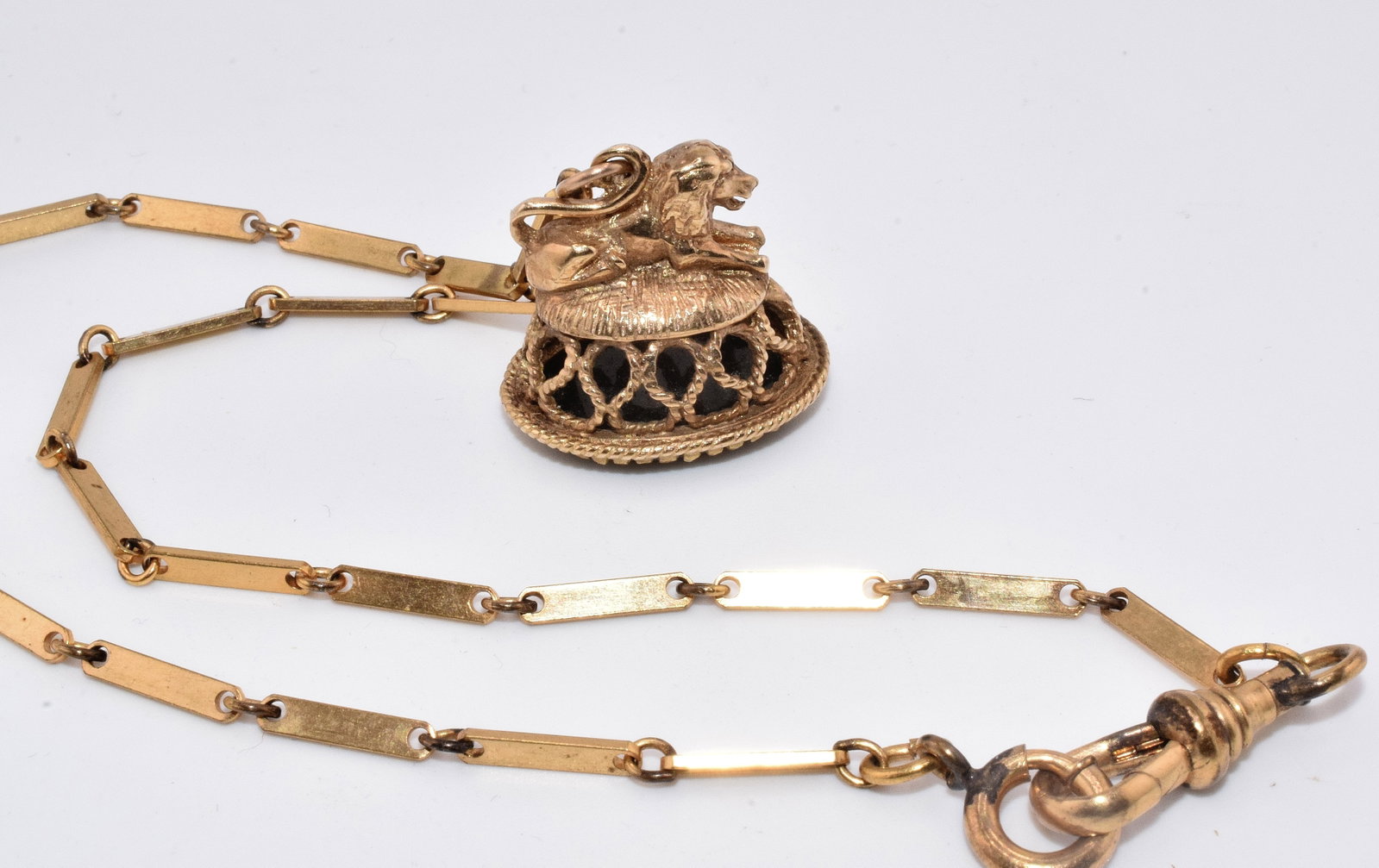 10K WATCH FIGURAL FOB with PLATED WATCH CHAIN (1 of 5)