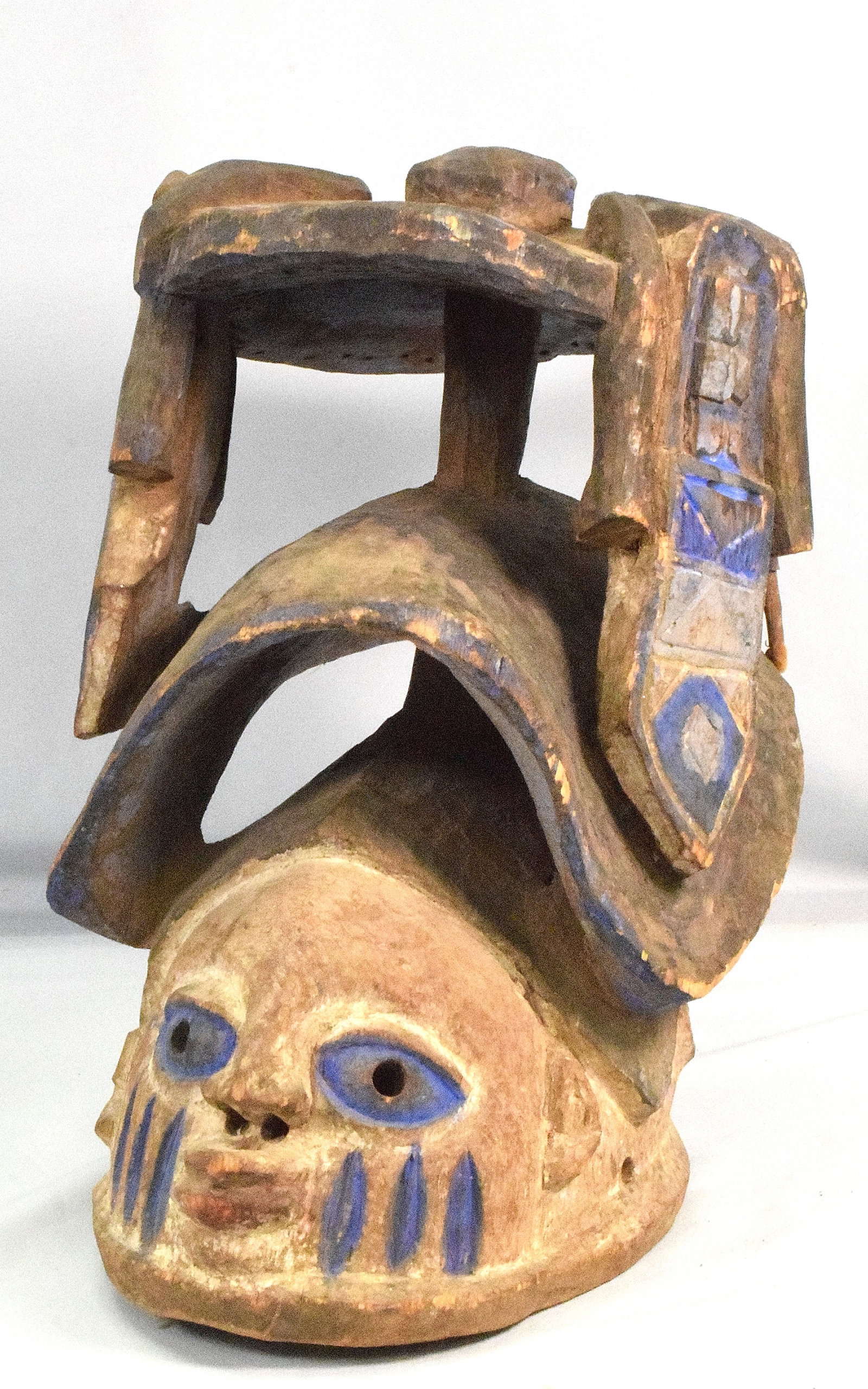 AFRICAN NIGERIA YORUBE GELEDE HELMET MASK (1 of 9)