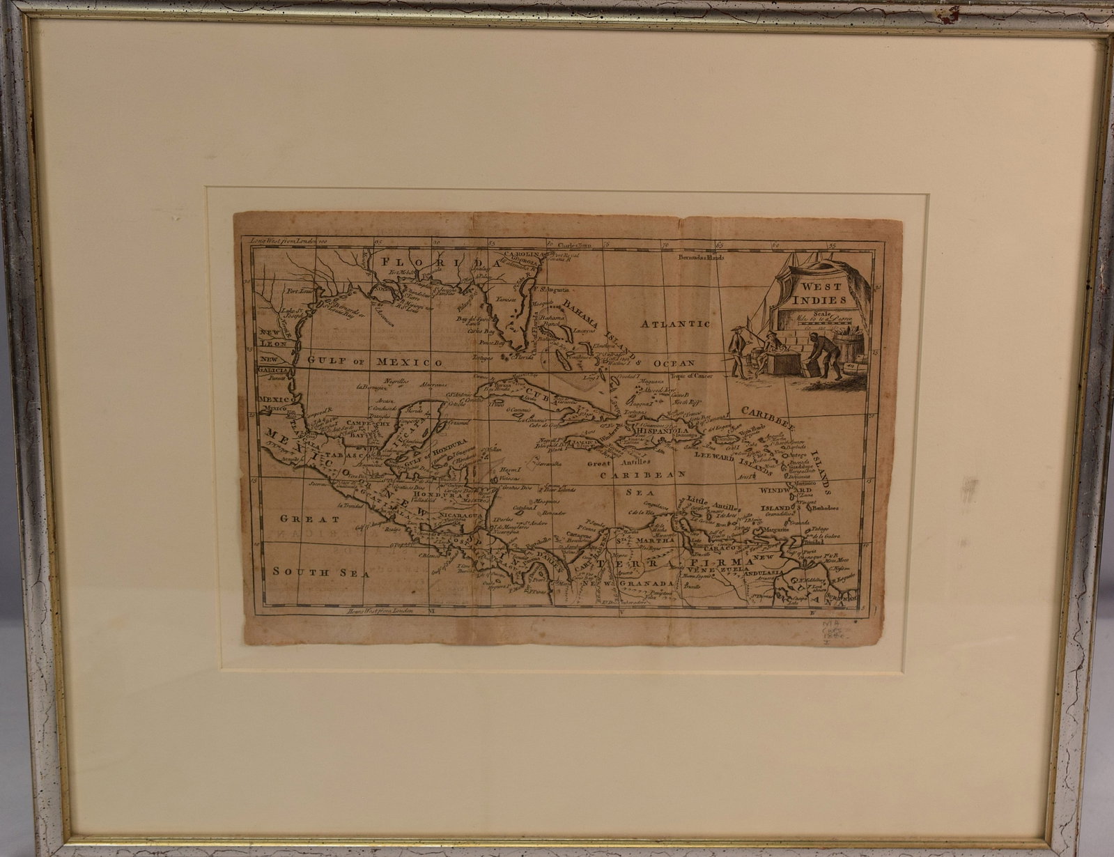 ENGLISH 18TH MAP OF WEST INDIES (1 of 6)