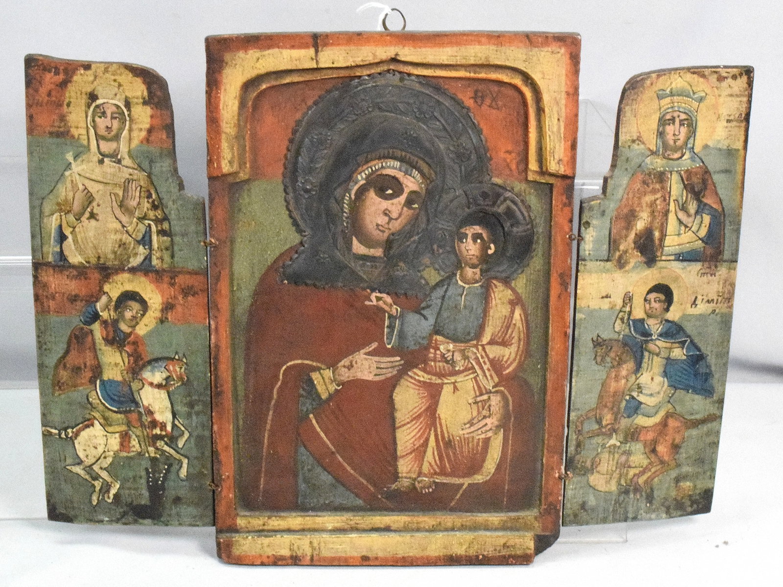 18TH/19TH GREEK ORTHODOX ICON TRIPYCH on WOOD (1 of 9)