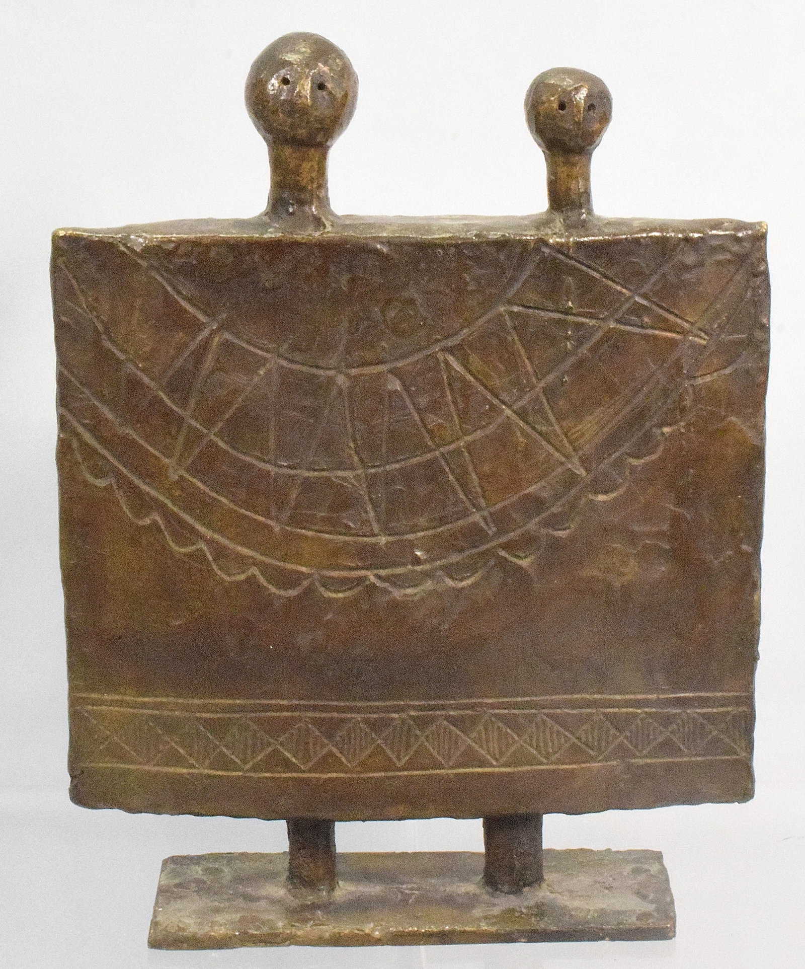 BRONZE SCULPTURE OF TWO STYLIZED FIGURES (1 of 4)