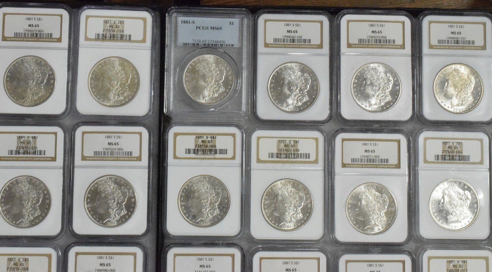56 GRADED US SILVER MORGAN DOLLARS 1881s - 13