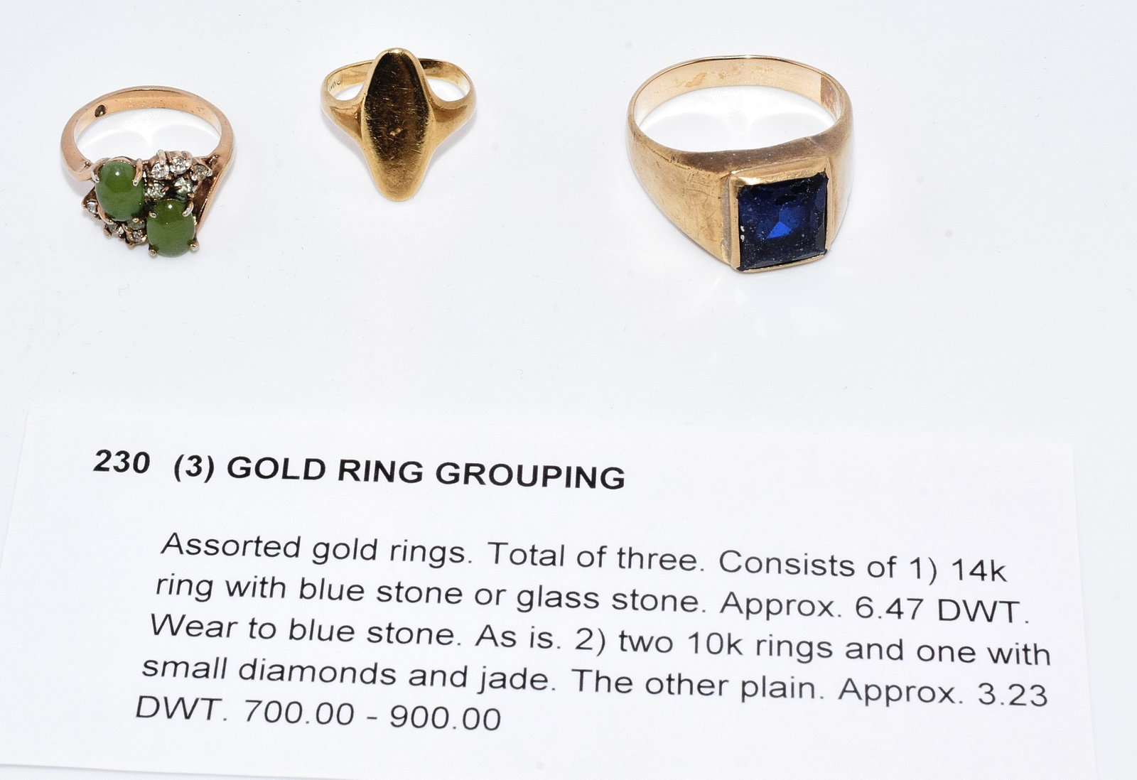 (3) GOLD RING GROUPING - 2
