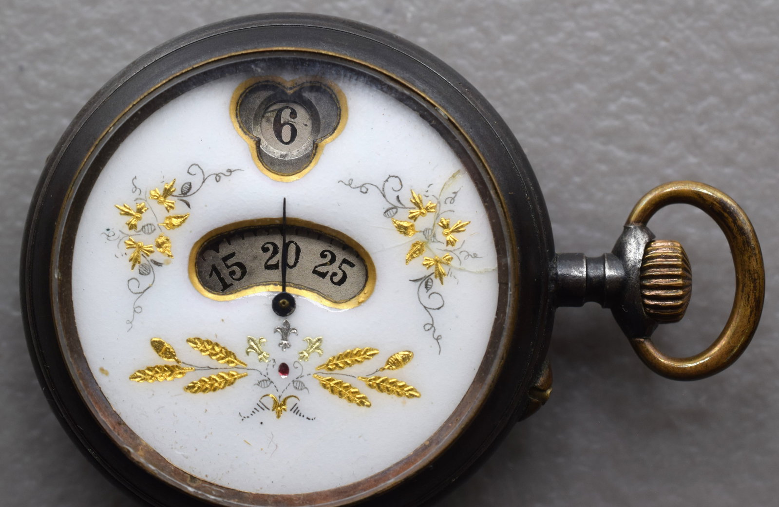 ANTIQUE SYSTEME BREVETE JUMP HOUR POCKET WATCH: Antique systeme brevete jump hour coin silver pocket watch, good condition, works and looks untouched, measures 1 1/2 " x 4 ".