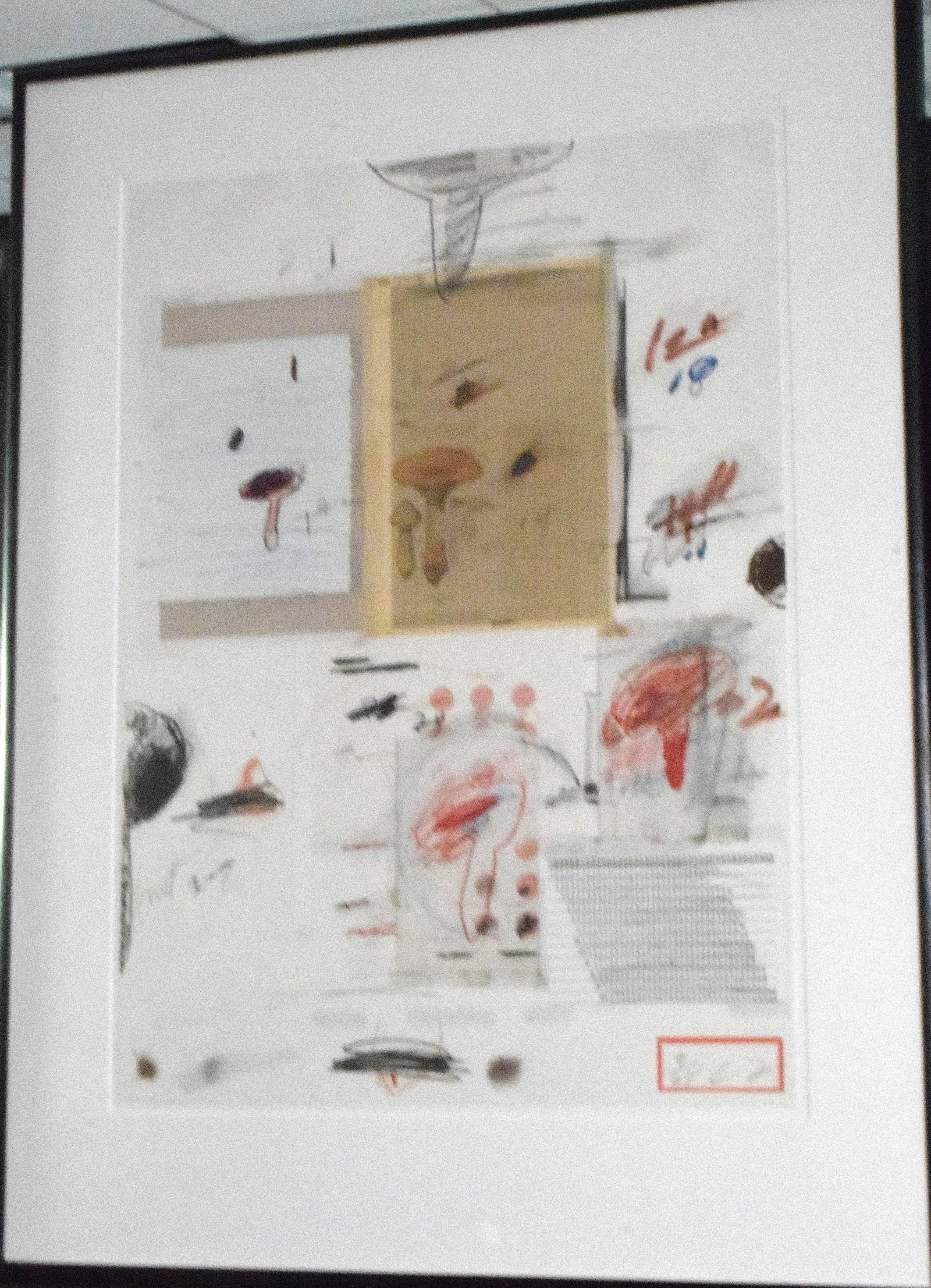 CY TROMBLY LITHO NATURAL HISTORY Part 1 1974: Cy (Edwin Parker) Trombly (1928-2011). Natural History Part i, Mushrooms: No. IV. Color lithograph with mixed media collage and hand additions in crayon on paper. No. IV of series of10. Hand signed