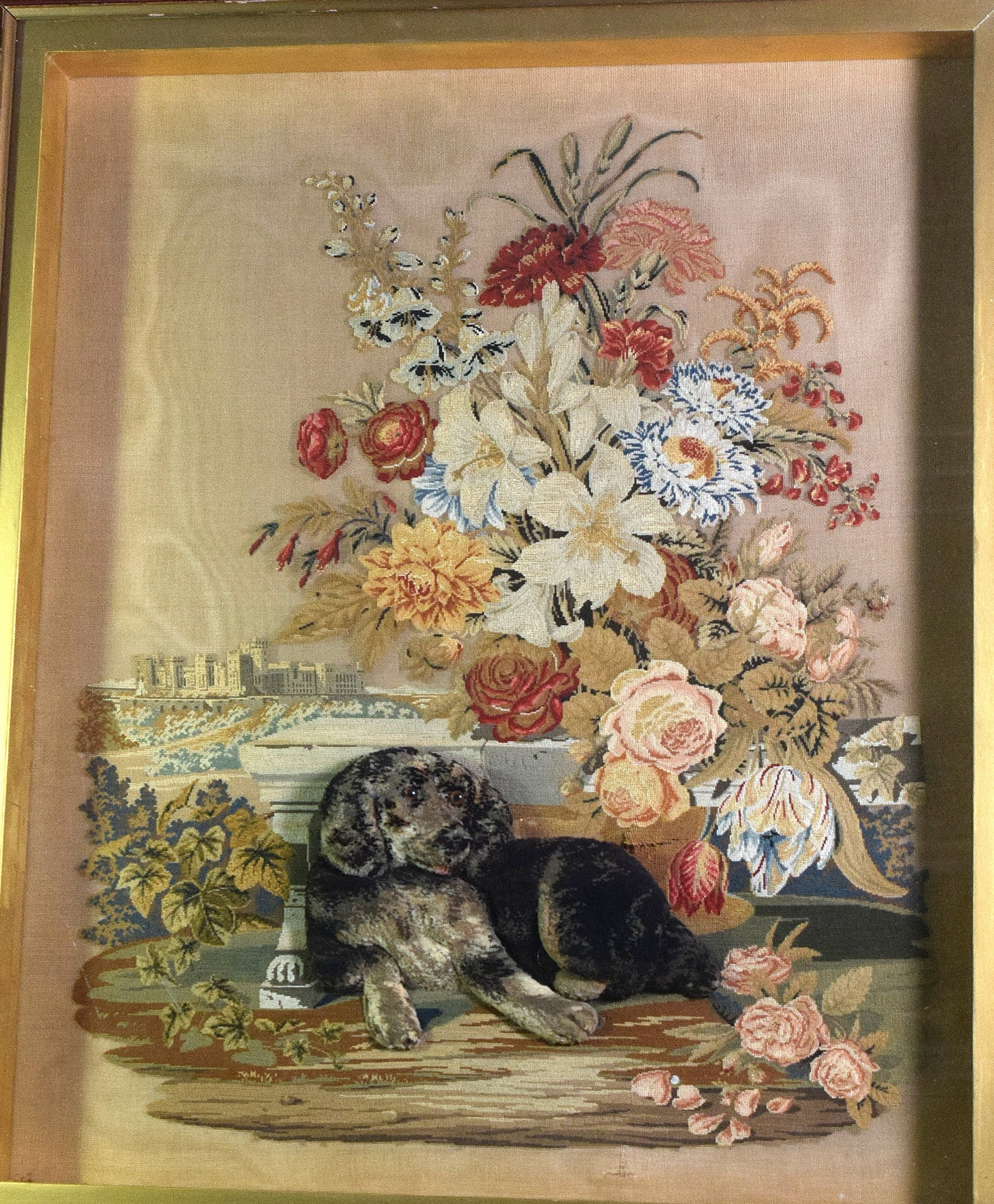 19TH ENGLISH NEEDLEWORK WALNUT SHADOW BOX - 2