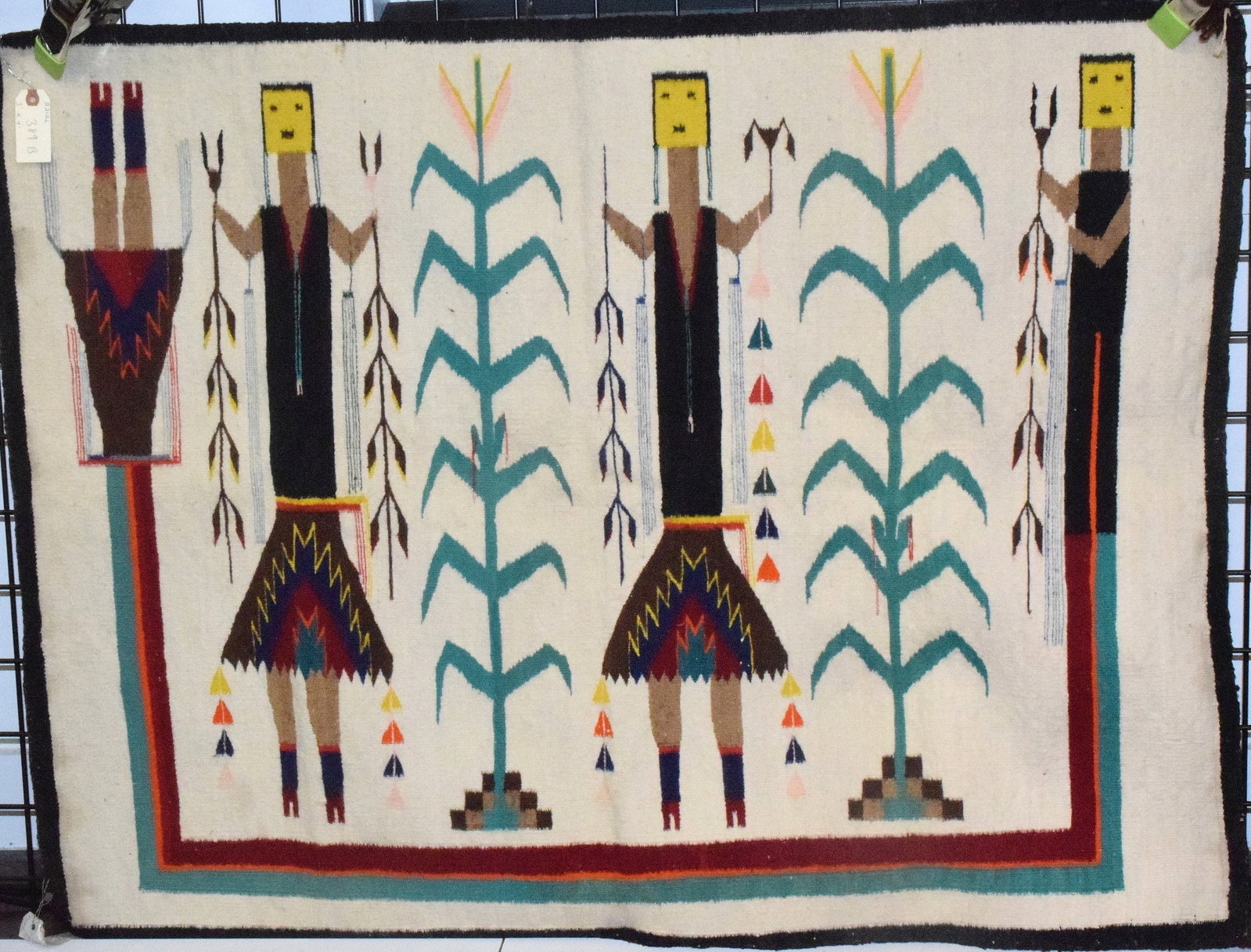 VINTAGE NAVAJO YEI PICTORIAL WOVEN WOOL RUG (1 of 8)