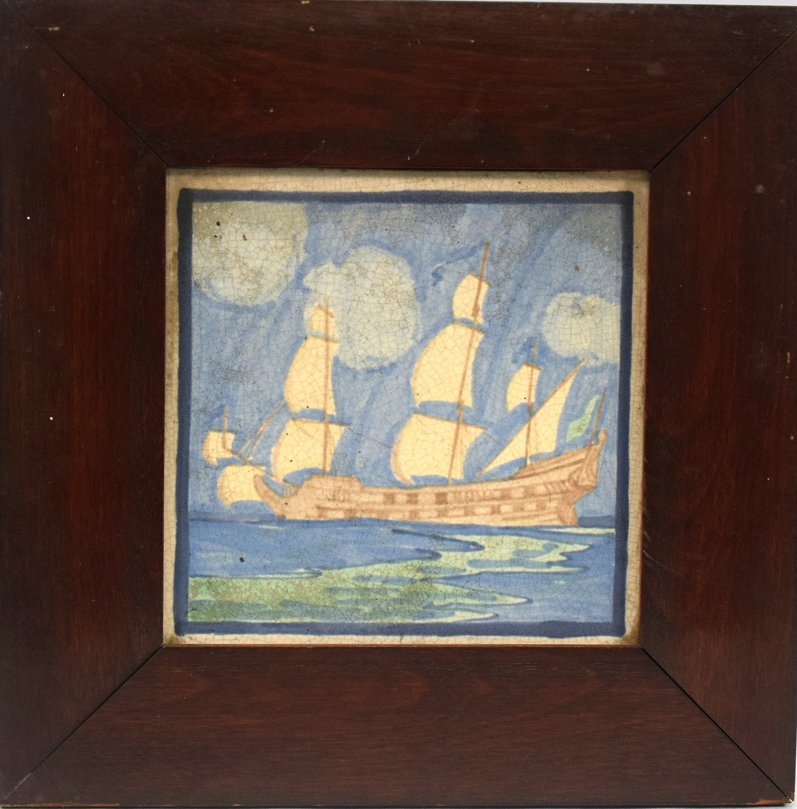 MARBLEHEAD POTTERY ARTS AND CRAFTS FRAME SHIP TILE (1 of 5)