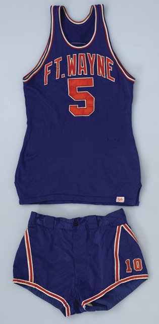 1952 David Johnson Pistons Game-Used Uniform: 1952 David Johnson's Fort Wayne Pistons Game-Used Jersey & Shorts (2) (Rare & Desirable)On the left front tail is the "Vim" manufacturer's tag with attached flag tag "5-40-R-E" indicating player numbe