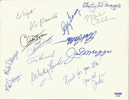 NY Yankees Old Timers Autographed Sheet