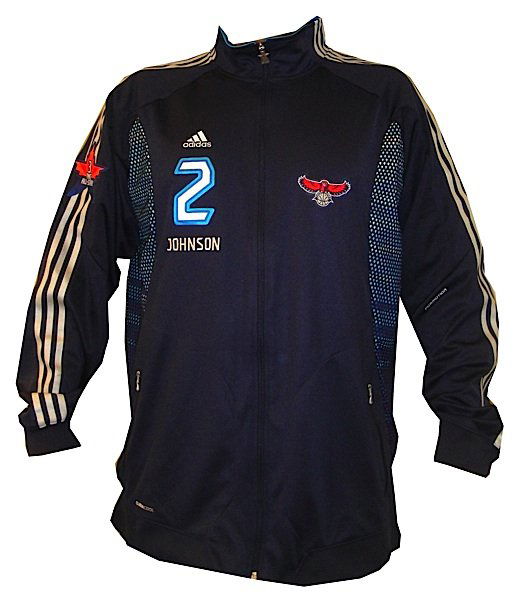 2009 Joe Johnson Atlanta Hawks Eastern Conference All-S: Lot 246: 2009 Joe Johnson Atlanta Hawks Eastern Conference All-Stars Worn Warm-Up Jacket (NBA LOA)___In the back collar is the "ADIDAS CLIIMA365" manufacturers tag. Above is an additional manufacturer