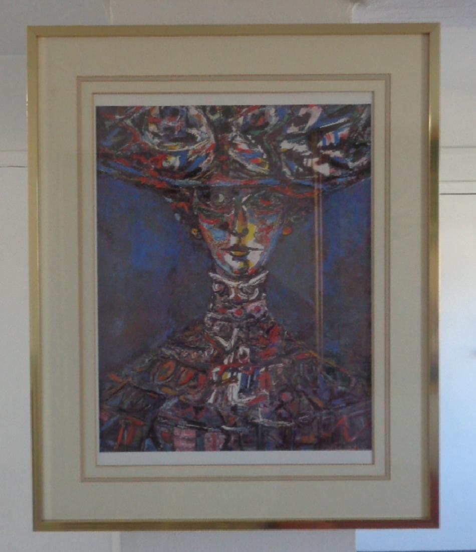 Original Cuban Portocarrero Print: Original Cuban Portocarrero Print. Signed. Approx Window Size: 17 1/2 x 24 - Approx Frame Size: 26 x 32 x1/2 Inches