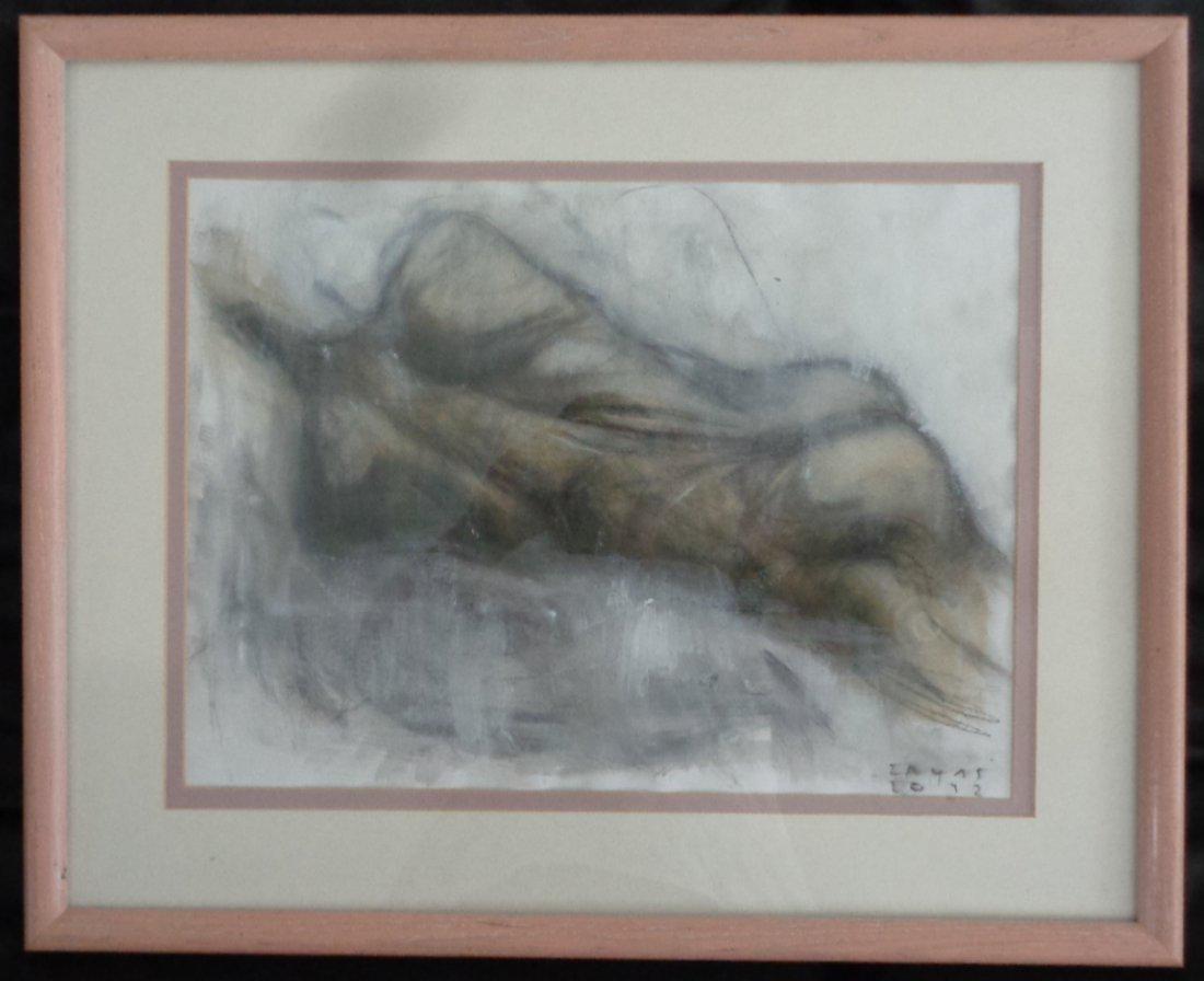Mayas 2012 Cuban Fine Art Painting on Card Stock Paper: Original Mayas 2012 Cuban Fine Art Painting on Paper. Cuban Latin Nude Havana. Window Size: 15 X 11". Frame Size:21"x17"Original Cuban Painting on card stock paper. - Painting have on back female draw