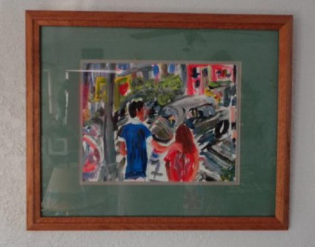 N York Impressionism Plain Air, Acrylic on Paper, Windo: N York Impressionism Plain Air, Acrylic on Paper, Window Size:13" x 9"3/4 - Frame size: 22"1/2 x 18" 1/2.Weight Approx:6.3 lbs. Wood frame. This piece of art is in excellent condition.