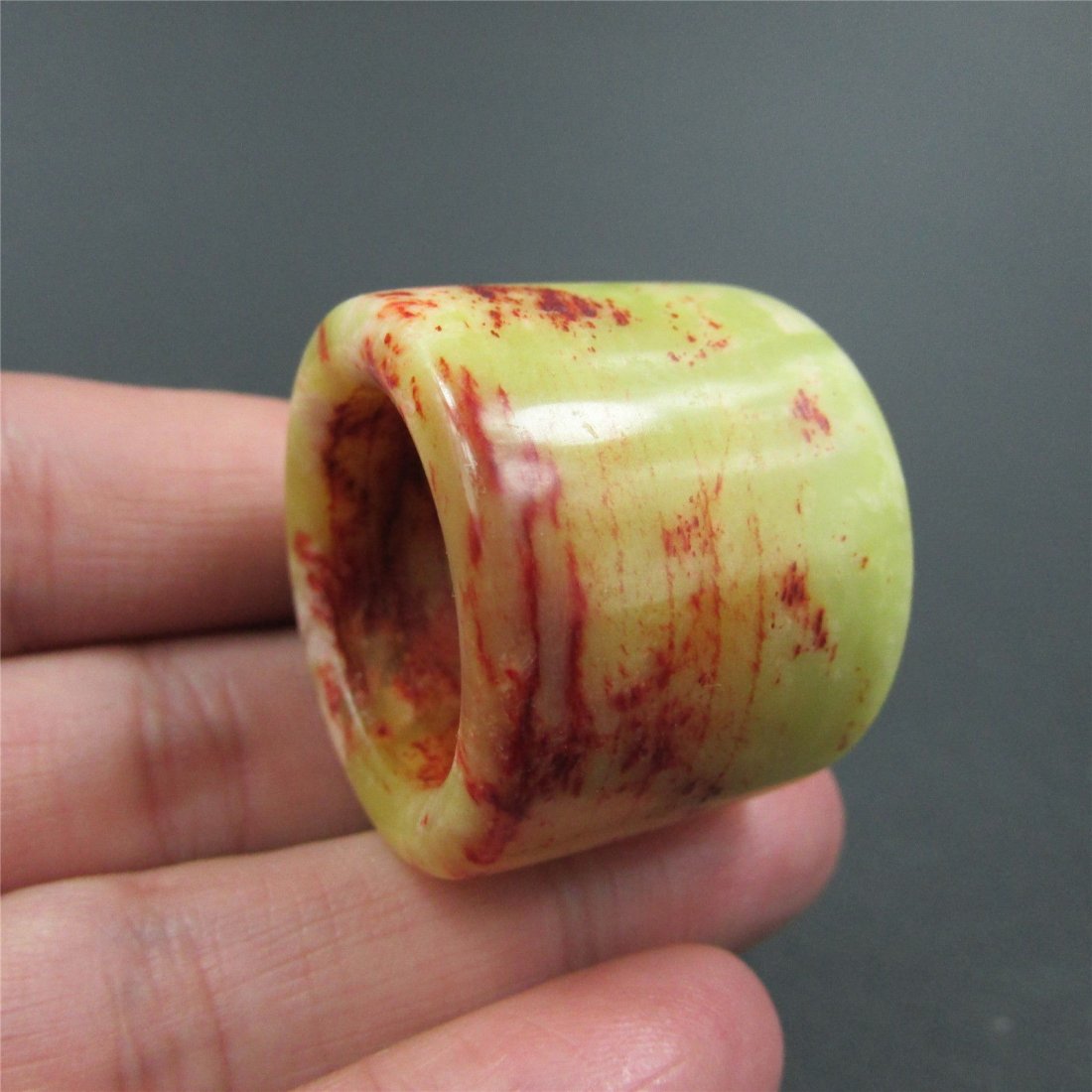 Antique Chinese Carved Natural Jade Jadeite Ring (1 of 2)