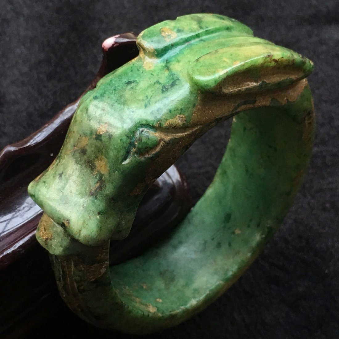 Rare Antique Jade Hand Carved Figural Bracelet