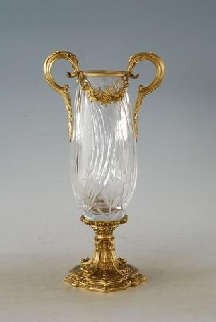Large Bronze and Crystal Faceted Vase Scroll Handle R74 (1 of 1)